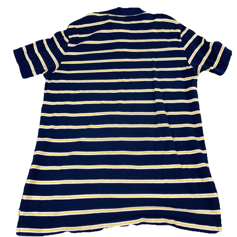 Polo Ralph Lauren Polo Shirt Mens XL Navy Yellow Stripe Pony Logo Classic Fit